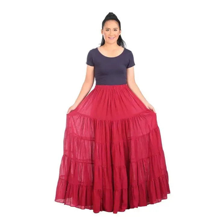 Solid Cotton Peasant Skirt