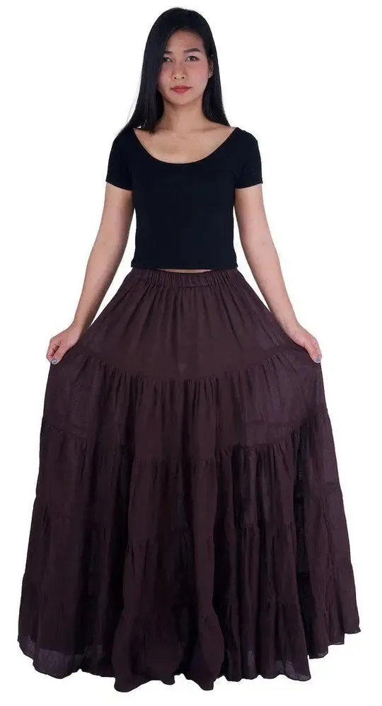 Solid Cotton Peasant Skirt