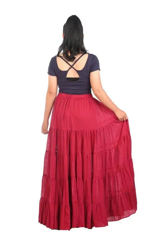 Solid Cotton Peasant Skirt