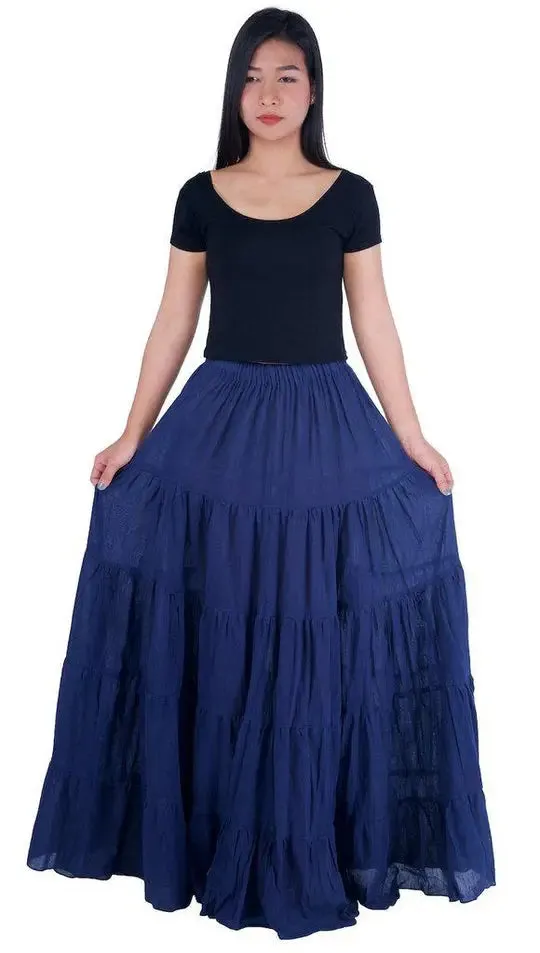 Solid Cotton Peasant Skirt
