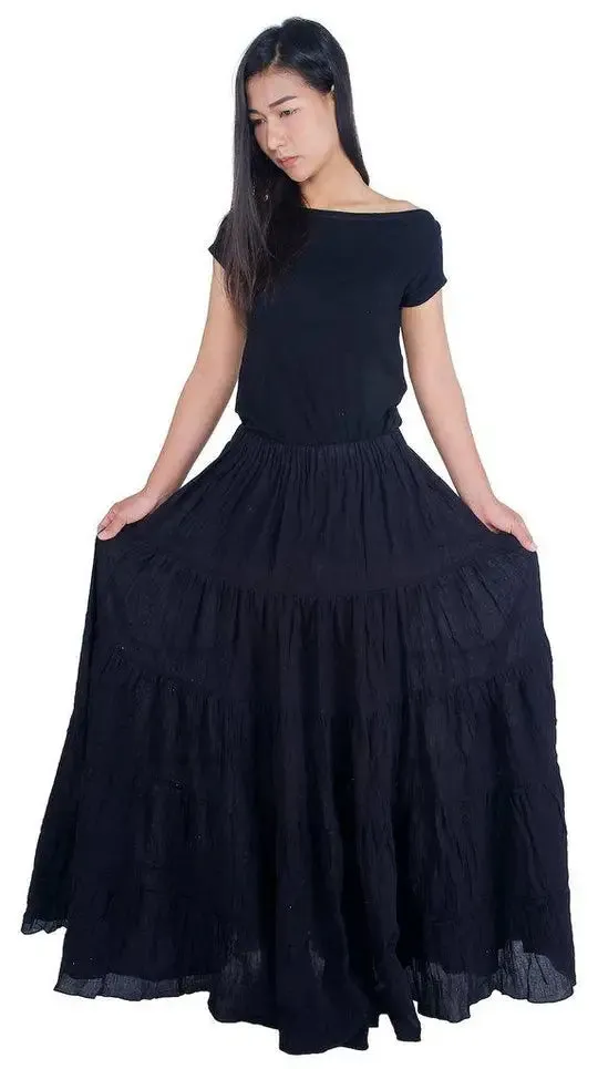 Solid Cotton Peasant Skirt
