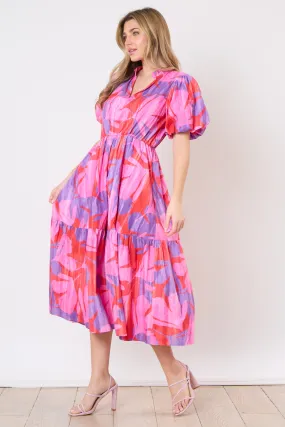 Split Neck Tiered Dress