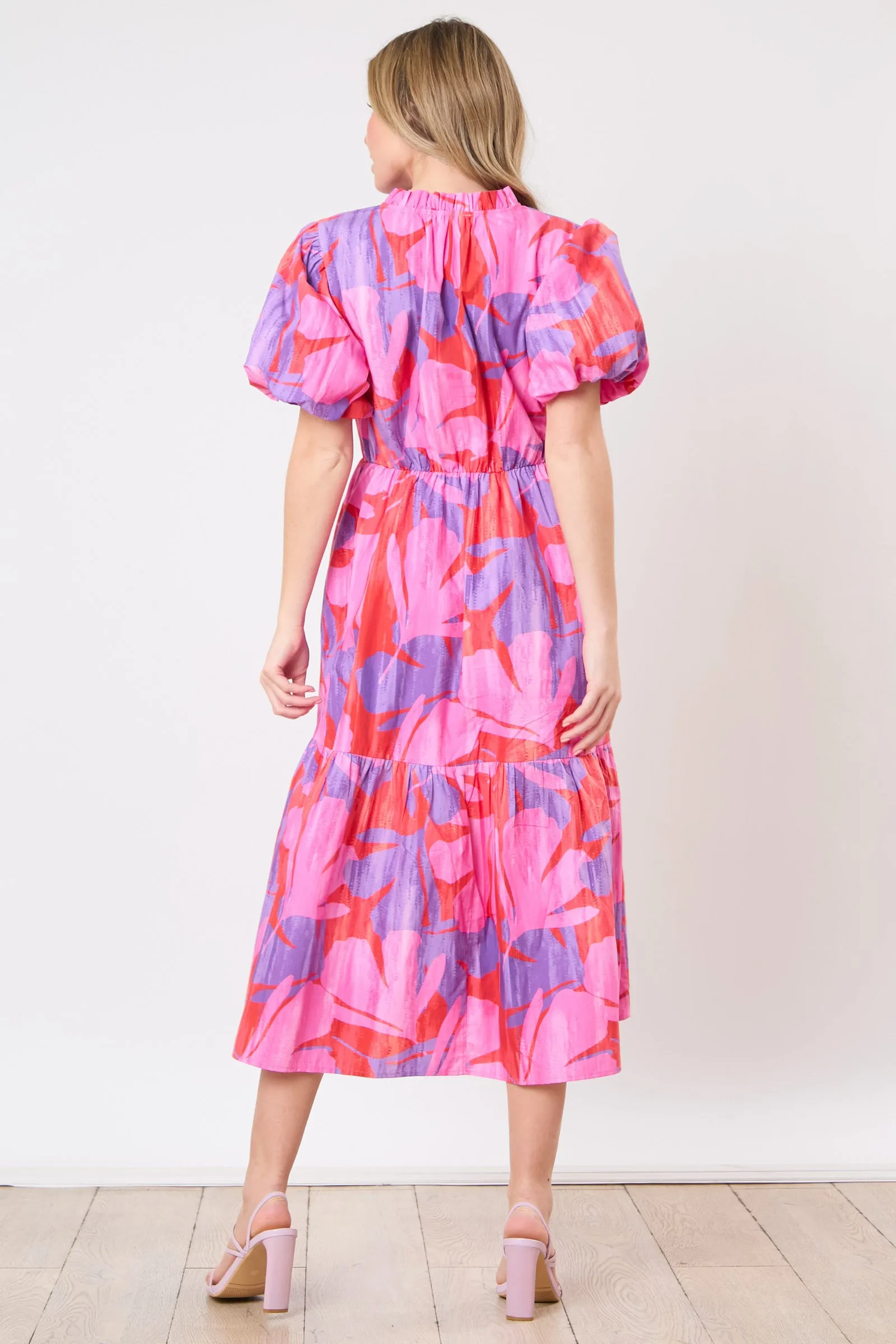 Split Neck Tiered Dress