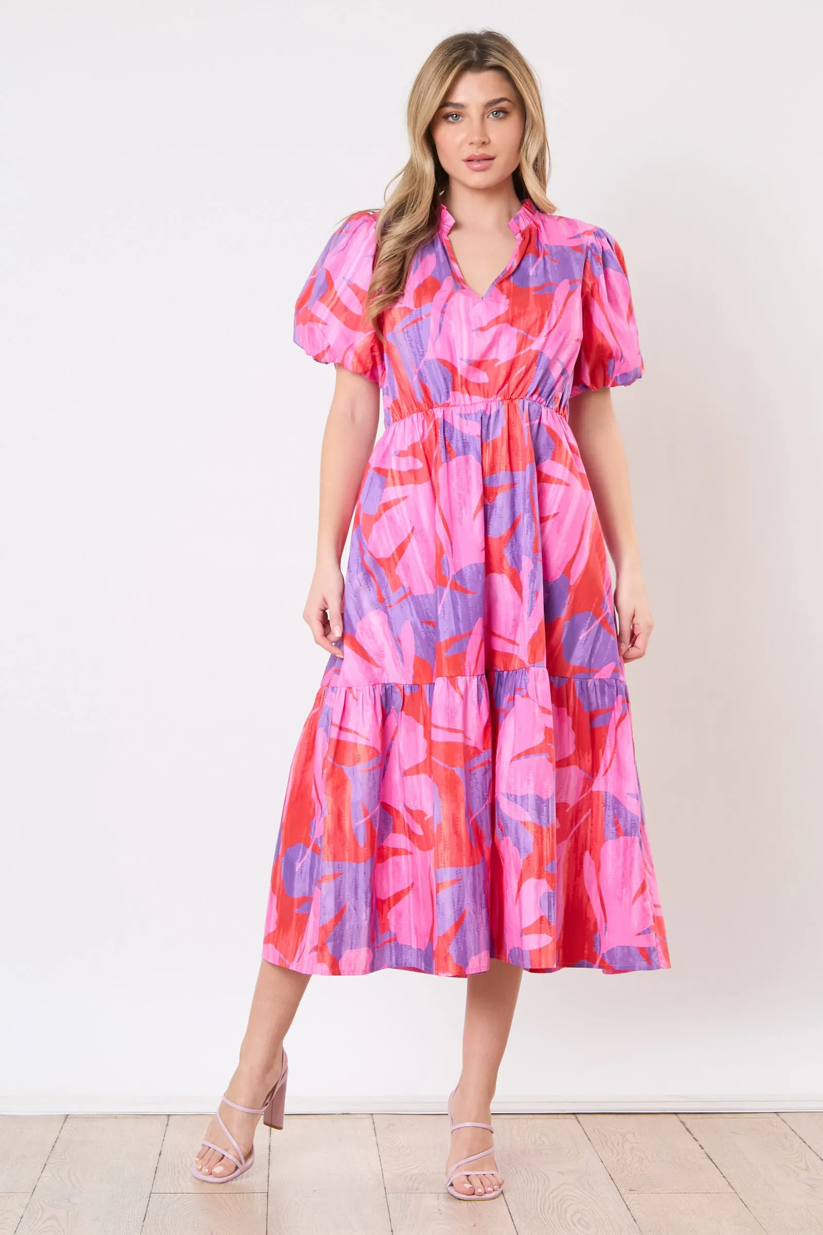 Split Neck Tiered Dress