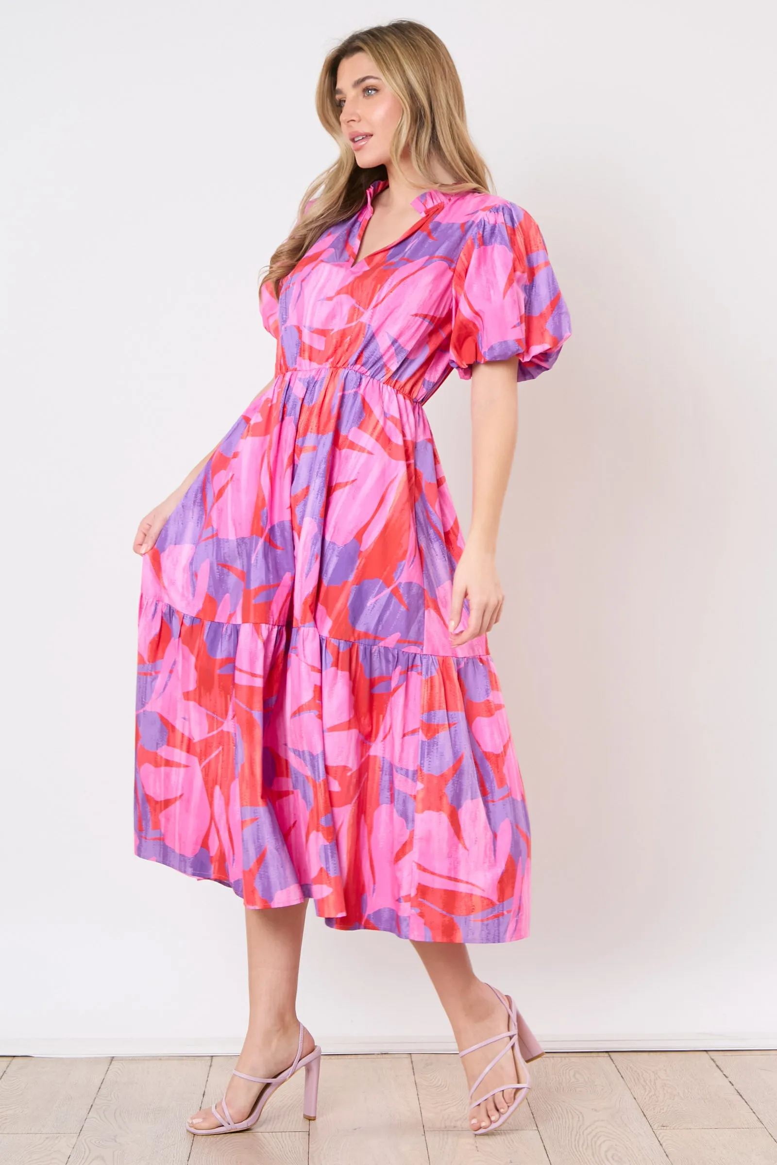 Split Neck Tiered Dress