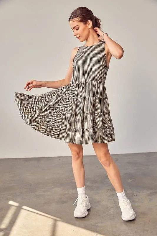 Sweet Things Gingham Tiered Mini Dress