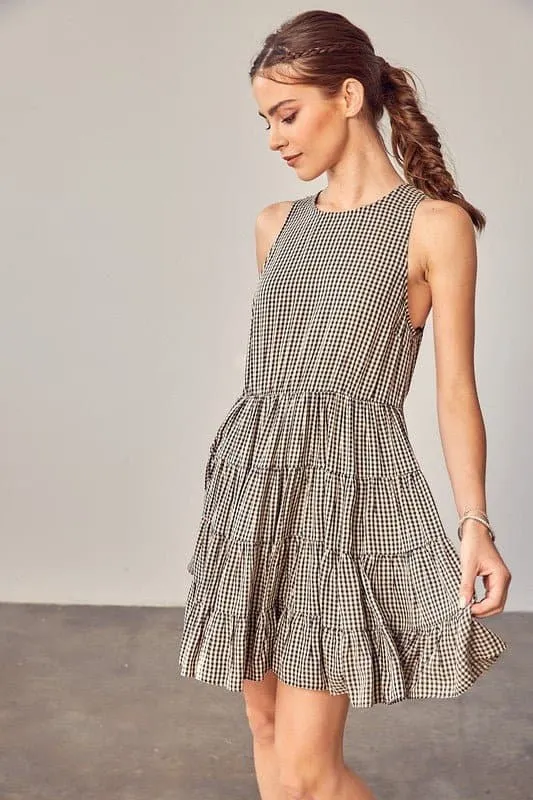 Sweet Things Gingham Tiered Mini Dress