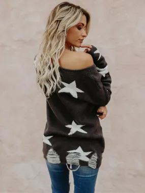 TastyHottie - Romantic Printed Off-the-shoulder Sweater Tops