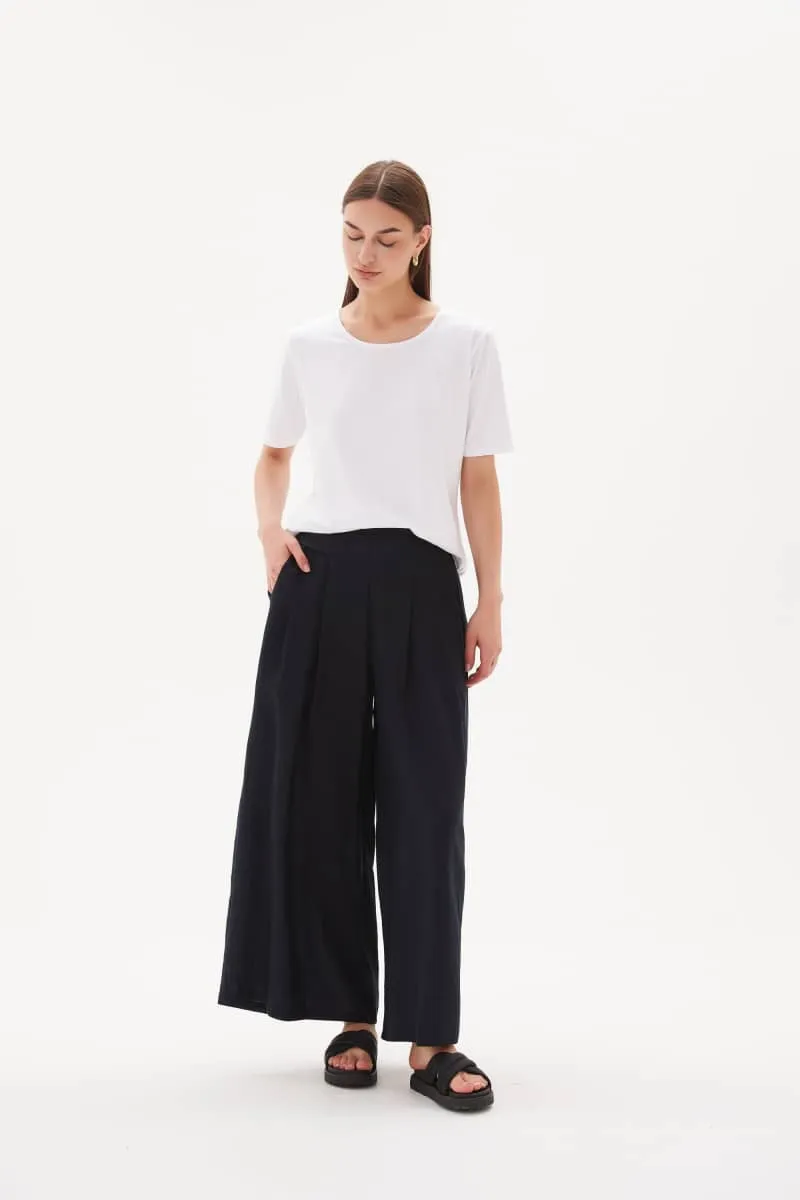 Tirelli - Elastic Back Palazzo Pant - Deep Navy