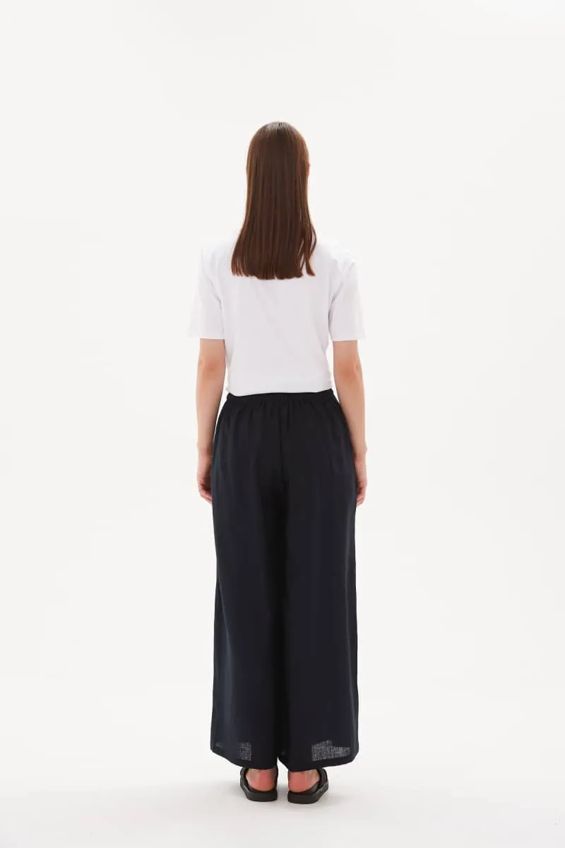 Tirelli - Elastic Back Palazzo Pant - Deep Navy