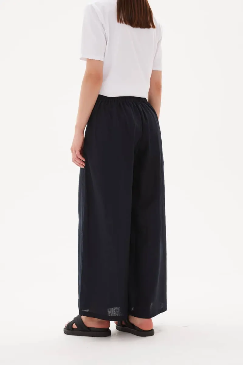 Tirelli - Elastic Back Palazzo Pant - Deep Navy