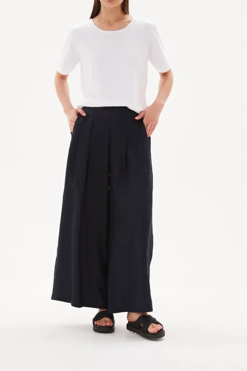 Tirelli - Elastic Back Palazzo Pant - Deep Navy
