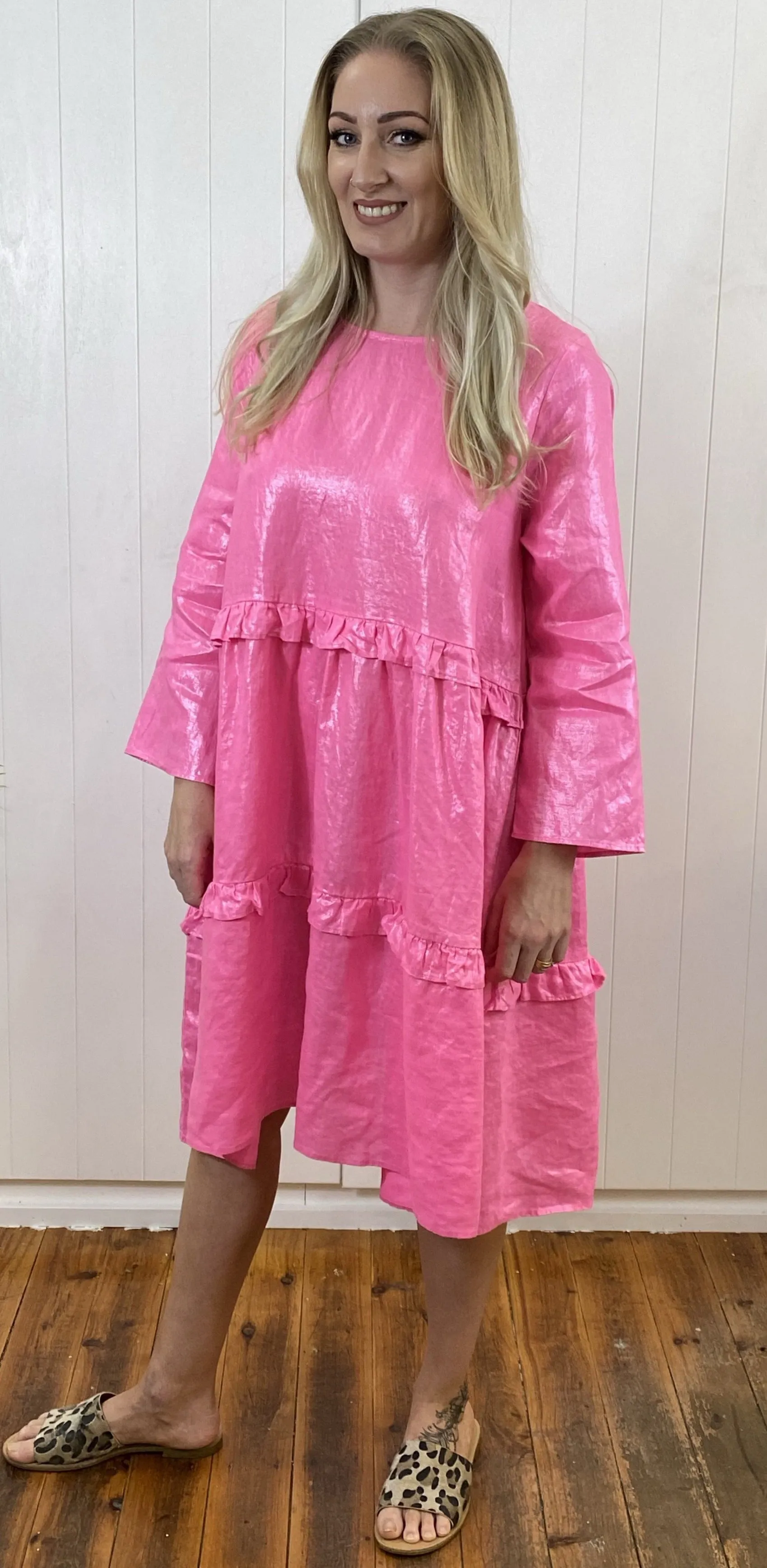 Toffee Dress- Flamingo Lurex