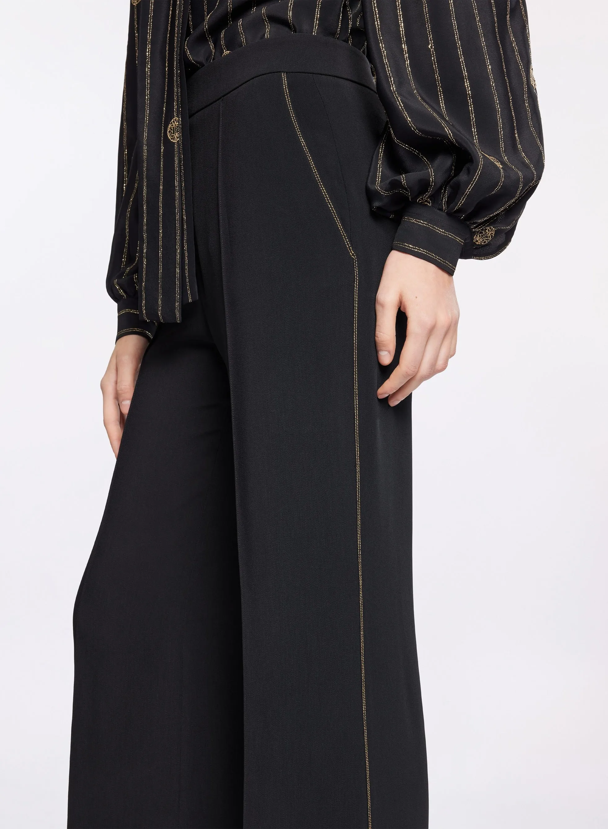 Topstitch Crepe Pants