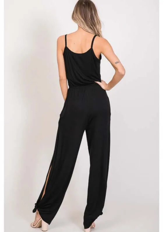 Trendy Tie Hem Jumpsuit Made in USA