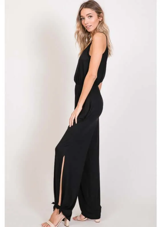 Trendy Tie Hem Jumpsuit Made in USA