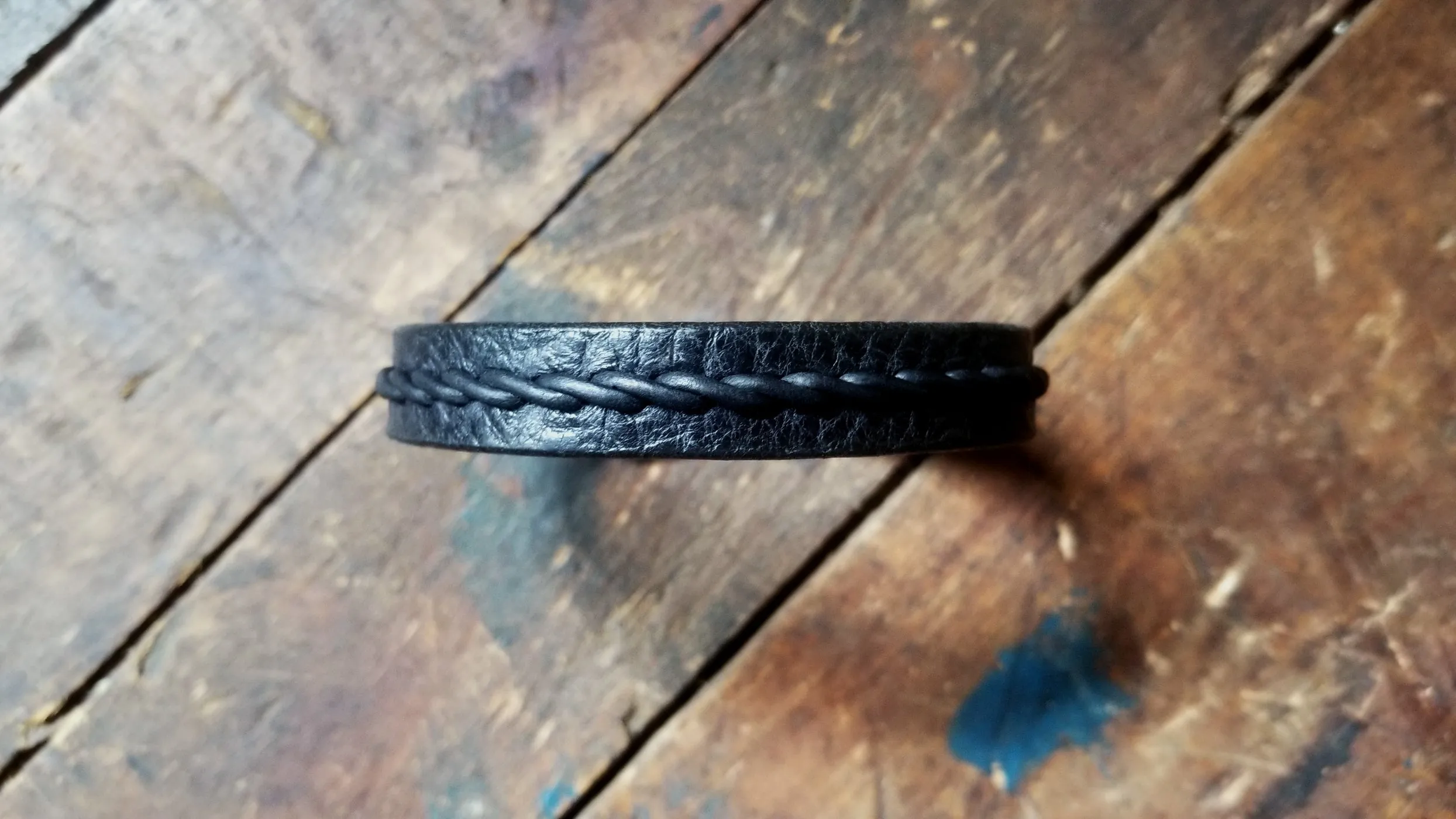 Tyrese Leather Bracelet, Stair-Step Twist Braided Leather Clasp Bracelet - SS1125