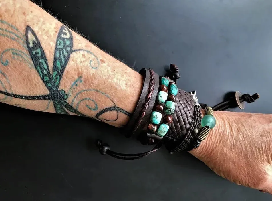 Tyrese Leather Bracelet, Stair-Step Twist Braided Leather Clasp Bracelet - SS1125
