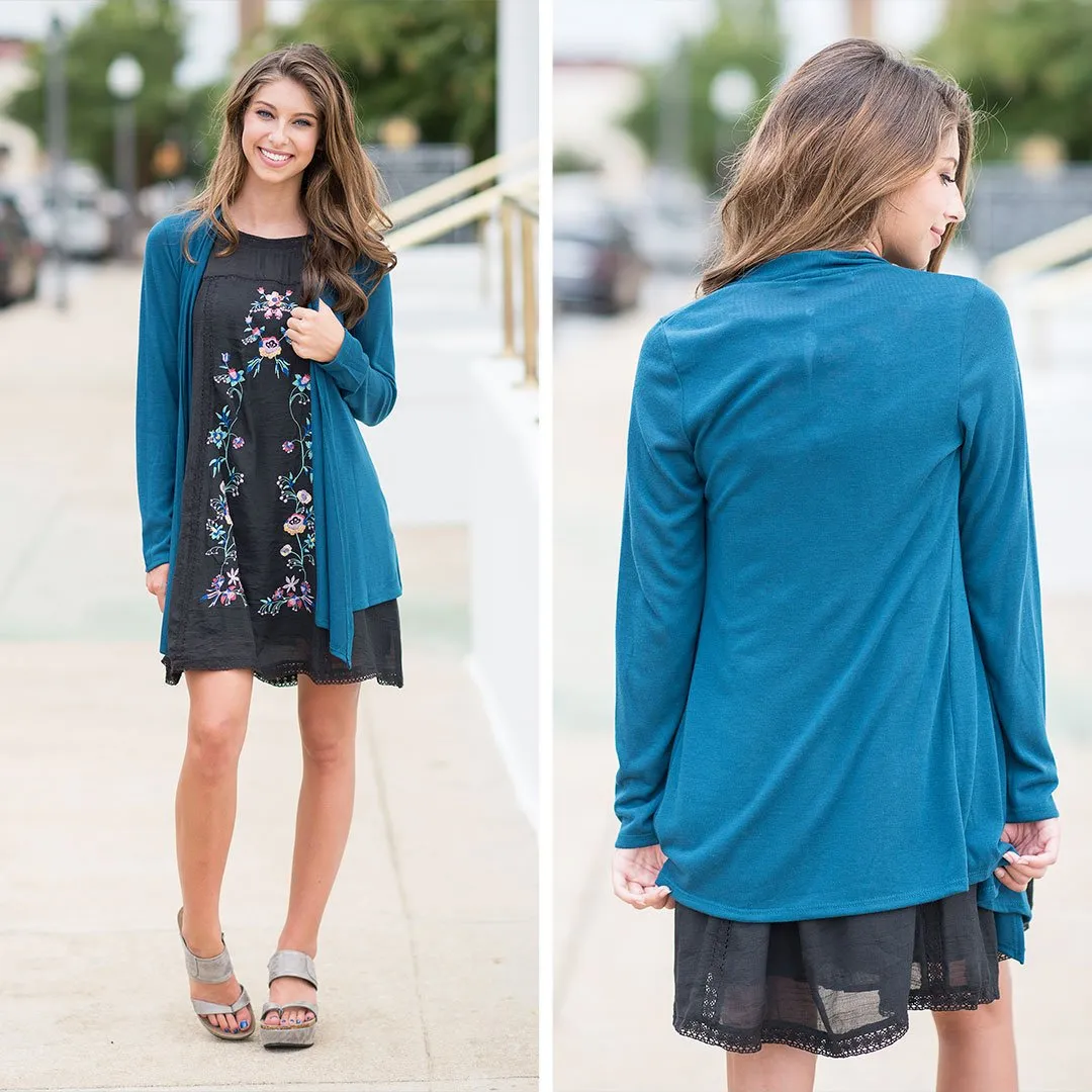 Undeniable Teal Blue Classic Cardigan