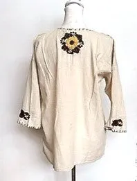 Updated Peasant Blouse. Authentic Hand Embroidered Mexican Cotton Blouses