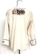 Updated Peasant Blouse. Authentic Hand Embroidered Mexican Cotton Blouses