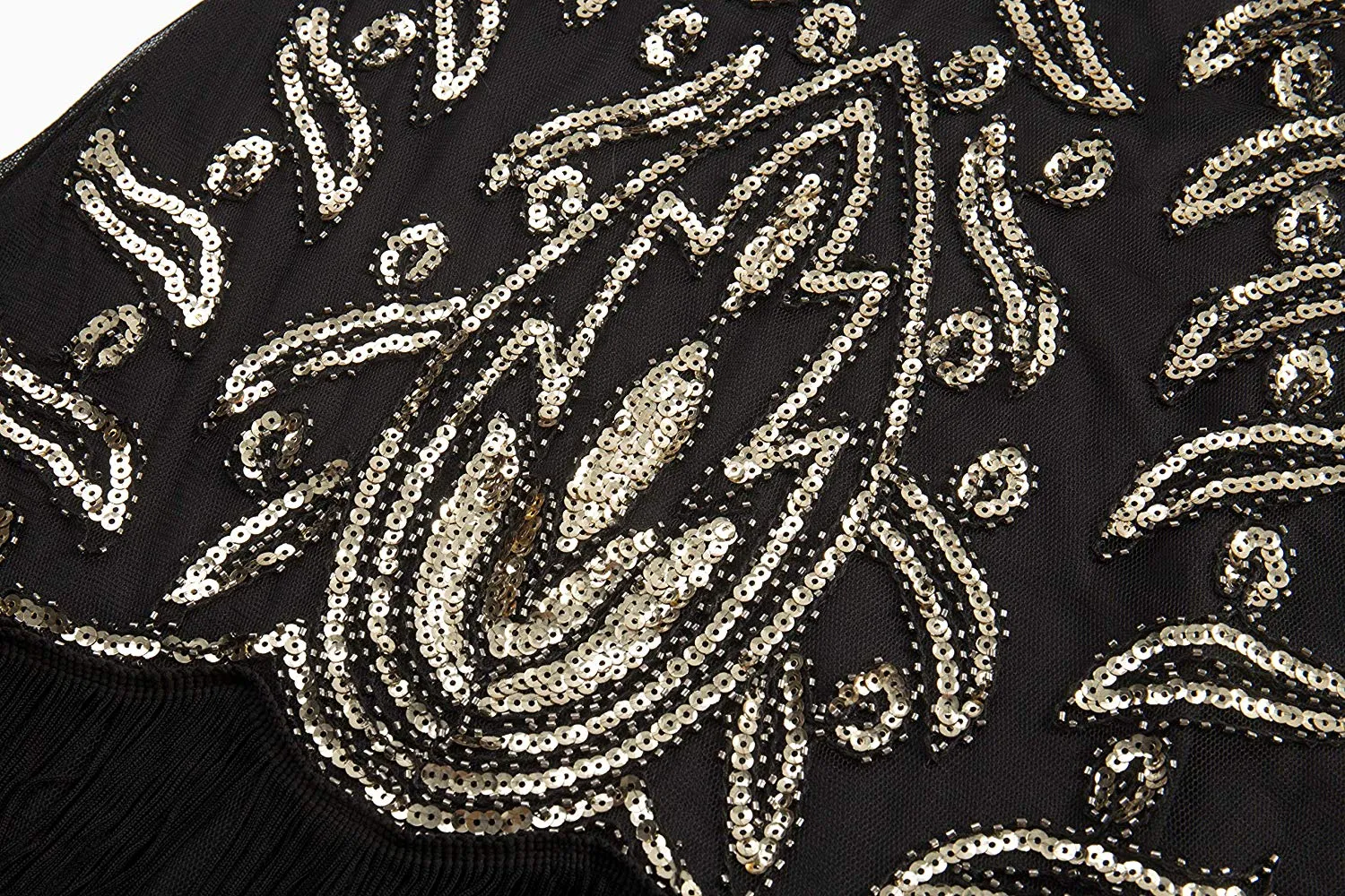 US STOCK Vintage Black and Gold Unique 1920s Flapper Dress Long Fringed Gatsby Dress Sequins Beaded Art Deco