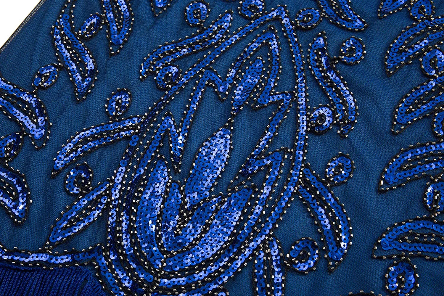 US STOCK Vintage Blue Unique 1920s Flapper Dress Long Fringed Gatsby Dress Sequins Beaded Art Deco