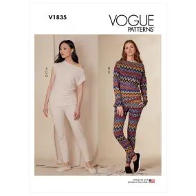 V1835 Misses' Tops, Trousers and Slippers