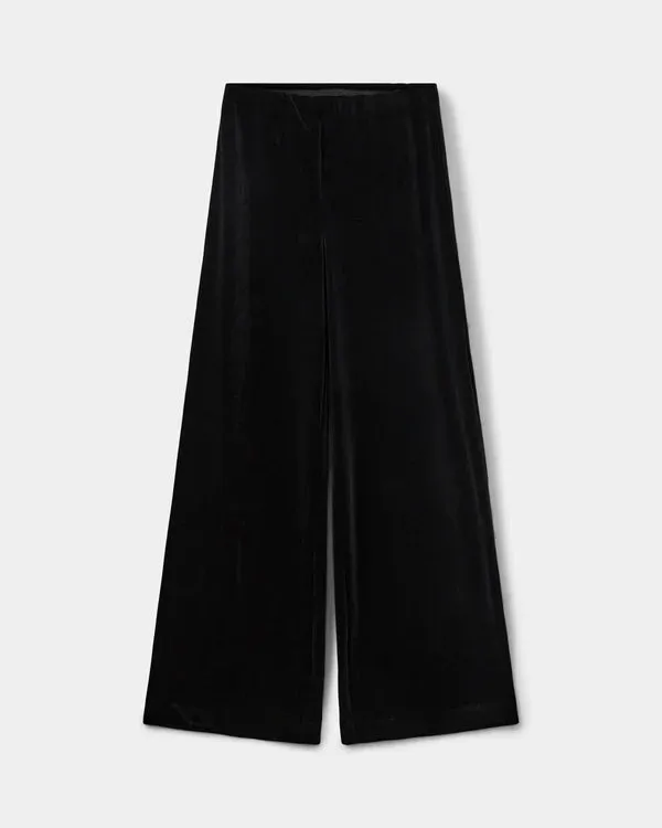 Velvet Wide Legged Trousers in Black