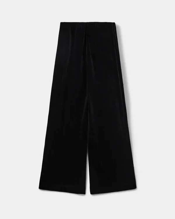 Velvet Wide Legged Trousers in Black