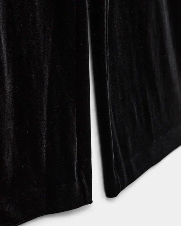 Velvet Wide Legged Trousers in Black