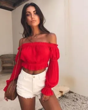 VenusFox Casual Summer Off-shoulder Crop Tops