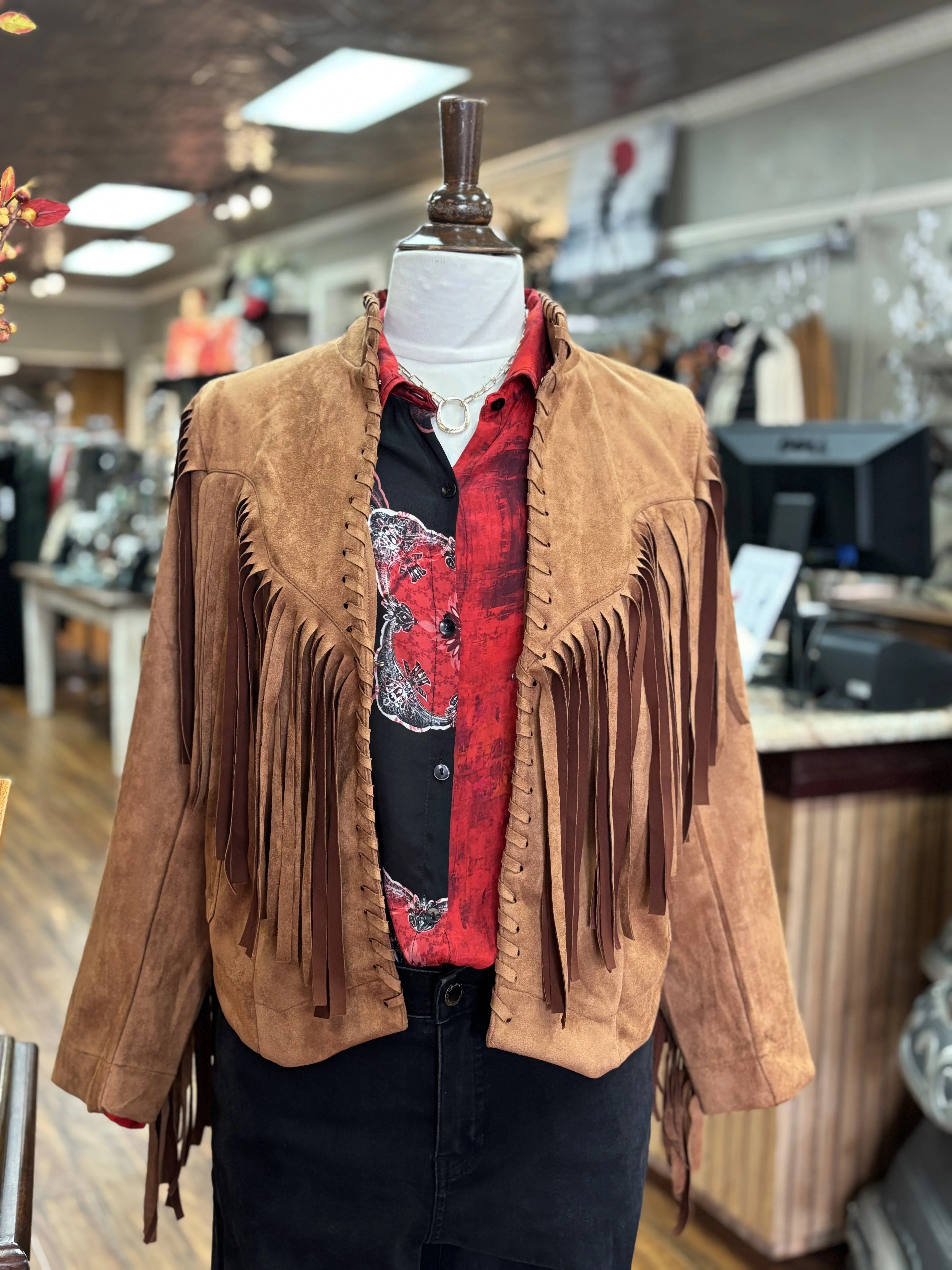 W.A.Y. - Brown Suede Fringe Jacket