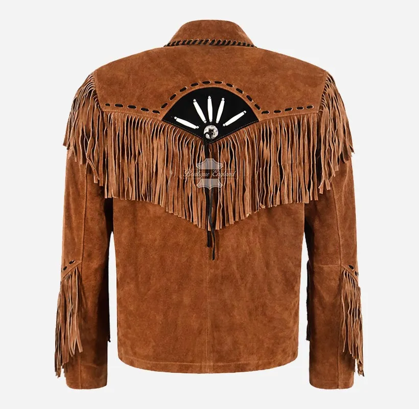 WEST HERITAGE Suede Fringe Jacket Cowboy American Native Jacket