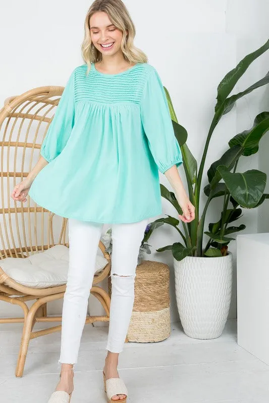 White Pinktuck Detail Tunic Blouses Top