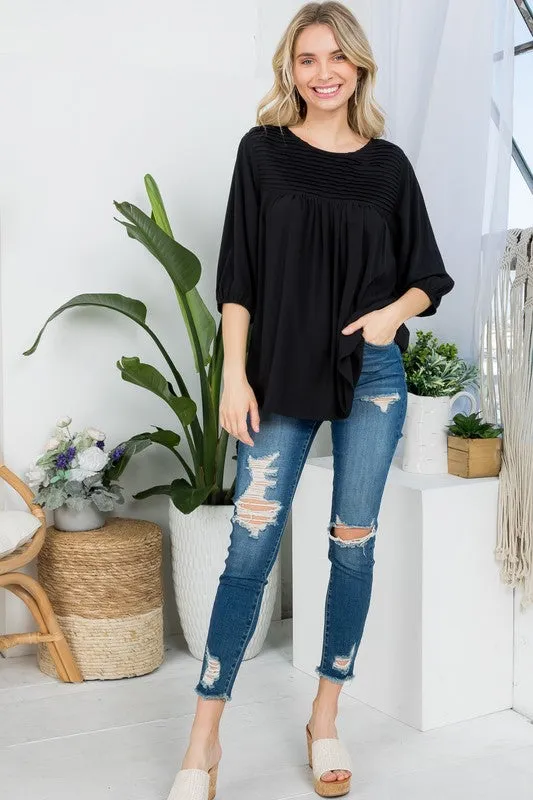 White Pinktuck Detail Tunic Blouses Top