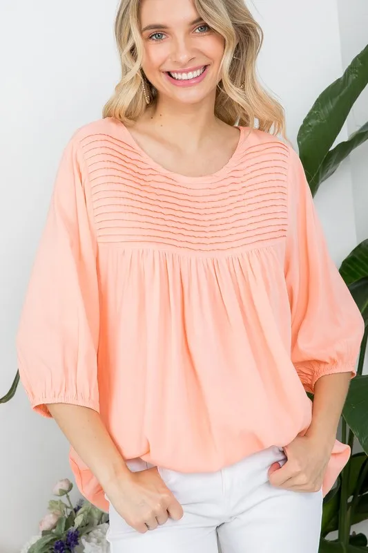 White Pinktuck Detail Tunic Blouses Top