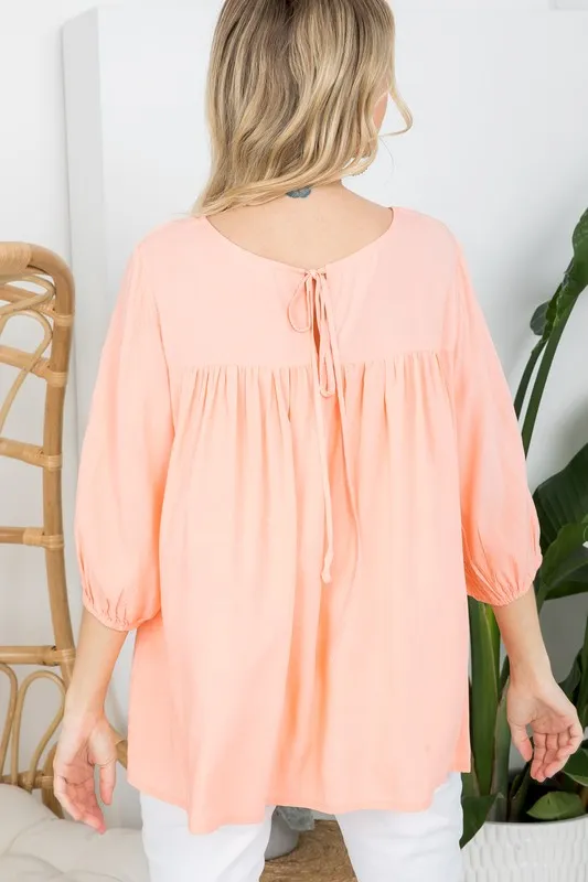 White Pinktuck Detail Tunic Blouses Top