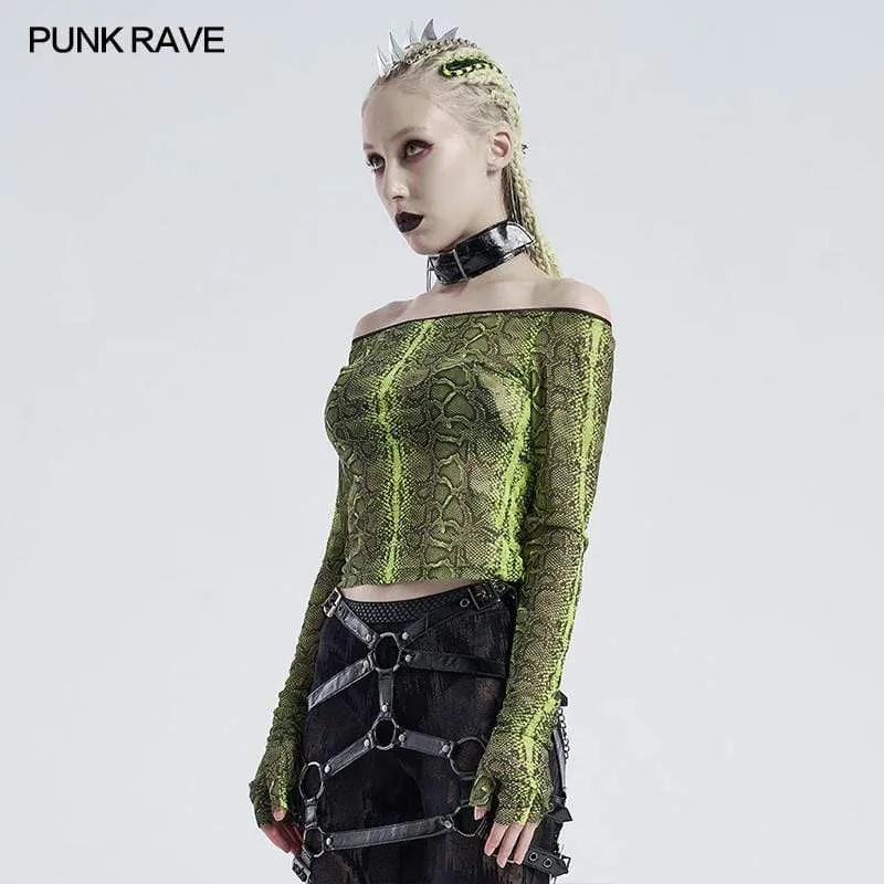 Women's Gothic Off-shoulder Snakeskin Crop Tops