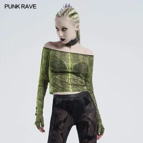 Women's Gothic Off-shoulder Snakeskin Crop Tops