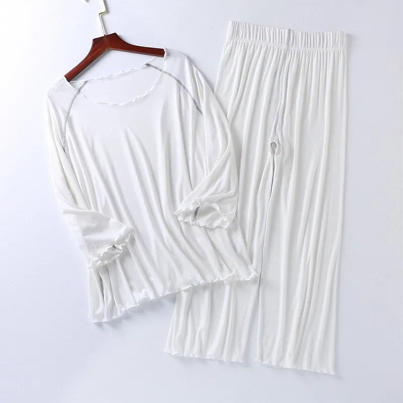 Women's Wide-Legged Pants Pajama Set
