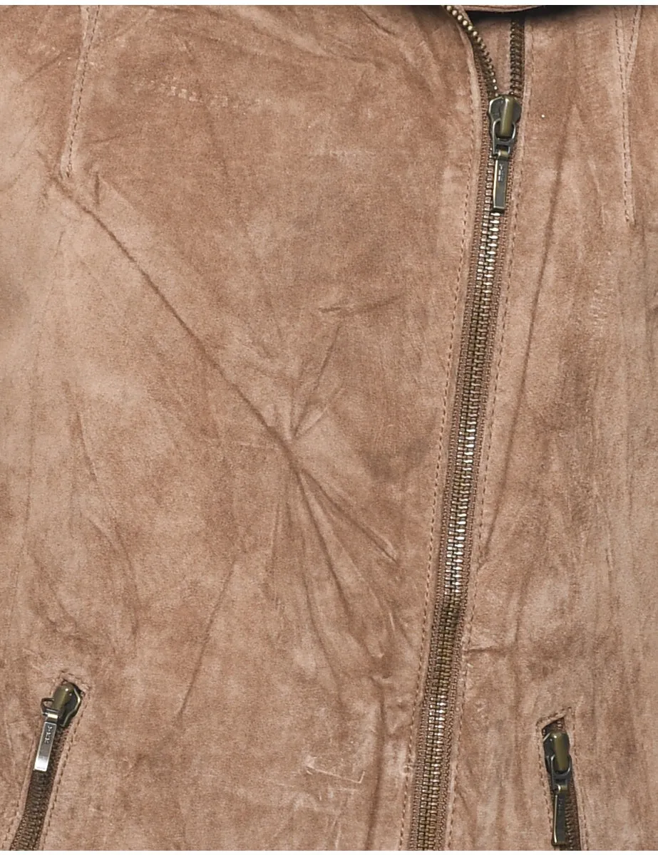 Zip Front Suede Jacket - M