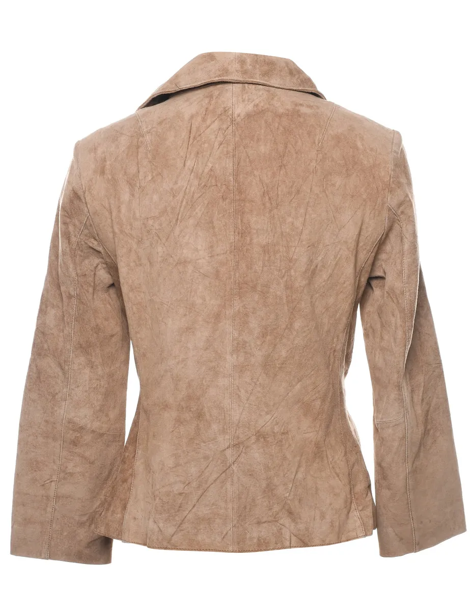 Zip Front Suede Jacket - M