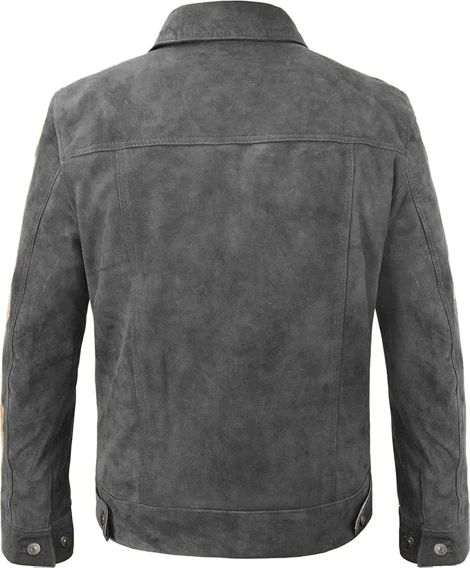 Zovian Grey Suede Leather Jacket