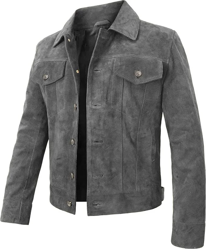 Zovian Grey Suede Leather Jacket