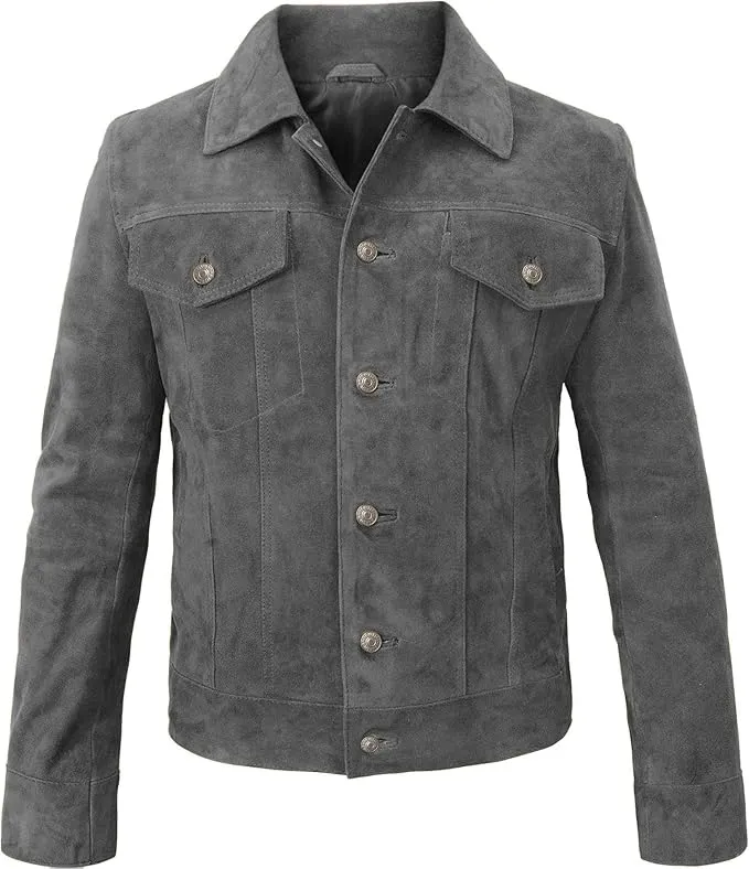 Zovian Grey Suede Leather Jacket